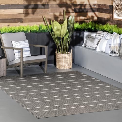 nuLOOM 8 Square Outdoor OEKO-TEX Certified Performance Area Rug Alaina Grey