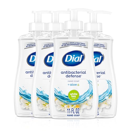 Dial Antibacterial Liquid Hand Soap, White Tea, 11 fl oz (Pack of 4)