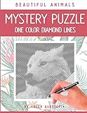 Beautiful Animals Mystery Puzzle One Color Diamond Lines One Color Adult Coloring Book For Relaxation And Stress Relief Fun One Color Mystery Image Puzzles