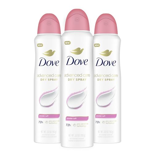 Dove Advanced Care Antiperspirant Deodorant Spray Powder Soft 3 Count to help skin barrier repair after shaving 72 hour antiperspirant deodorant for soft underarms with boosted ceramide levels 3.8 oz