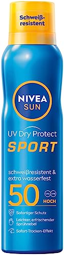 (-15%) NIVEA SUN UV Dry Protect Sport Sonnenspray LSF 50, 100% transparenter und erfrischender Sonnenschutz, schweißresistente & extra wasserfeste Sonnencreme mit LSF 50, 200 ml
