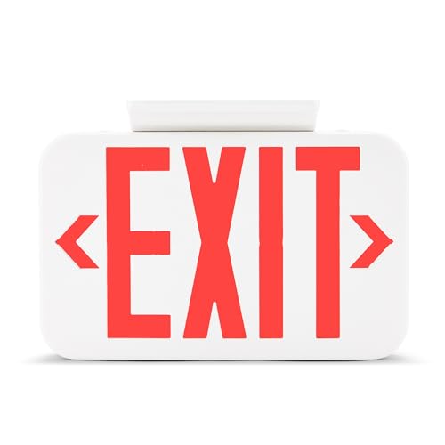 Amazon Basics Acrylonitrile Butadiene Styrene LED Emergency Exit Sign, UL Certified, 1-Pack, Double Face Exit, Hardwired with Battery Backup, Red (Previously AmazonCommercial brand)