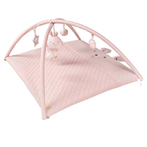 🔥 STARKER PREIS (-41%) roba Baby Krabbeldecke mit Spielbogen roba Style - 5 Spielelemente - Hasen Motiv - Activity Spieldecke nutzbar als Wickelauflage - 85 x 75 cm - Rosa