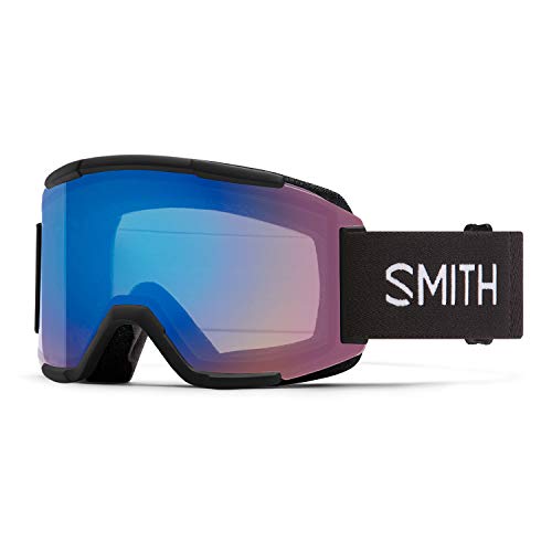 SMITH Squad Goggles with ChromaPop Lens – Performance Snowsports Goggles with Replaceable Lens for Skiing & Snowboarding – for Men & Women – Black + ChromaPop Storm Rose Flash