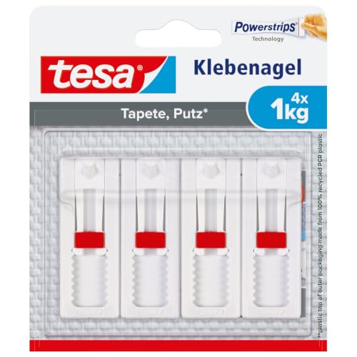 (-47%) tesa Klebenagel für Tapete & Putz, verstellbar - 4 Nägel inkl. tesa Strips