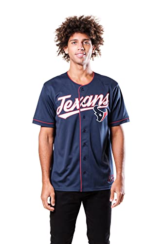 Ultra Game NFL Official Adults Game Day Button Down Baseball Mesh Jersey Shirt - Unisex, Houston Texans, Team Color, Large