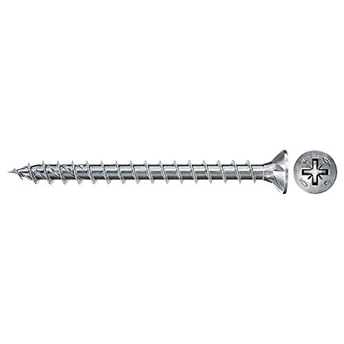 fischer 300 x Chipboard Screws Power-Fast II 3.5 x ersunk Head with Phillips Fully Threaded Galvanised Blue Passivated (Item No. 670113)