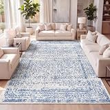 JONATHAN Y — JONATHAN Y Bohemian Ferro Filigree Cream/Blue Indoor Area Rug, 5x8, Vintage, Casual, Transitional, Easy-Cleaning for Living Room, Bedroom, Kitchen, Pet Friendly, Non-Shedding (BMF108A-5)