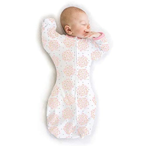 SwaddleDesigns Transitional Swaddle Sack, Arms Up Half-Length Sleeves & Mitten Cuffs, Swaddle for Newborn Transition to Baby Sleep Sack Wearable Blanket, 3-6 Month, 14-21 lb, Heavenly Floral Pink