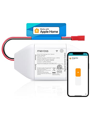 meross Smart Garage Door Opener Remote, Compatible with Apple HomeKit, Amazon Alexa, Google Assistant, SmartThings, Siri, CarPlay and Android, Universal WiFi Garage Controller, No Hub Required