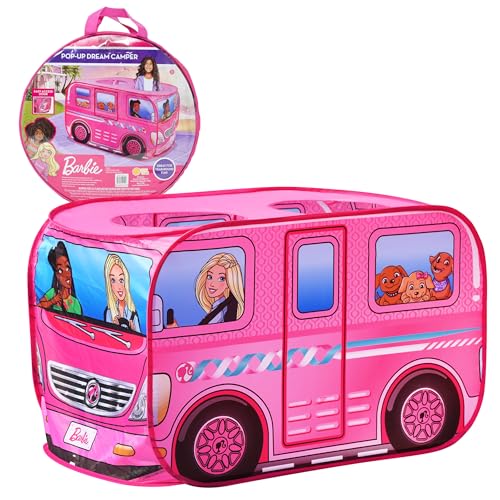 Barbie Camper Pop Up Play Tent – Large Princess Castle Tent for Girls | Folds for Easy Storage with Carrying Bag Included | Amazon Exclusive – Sunny Days Entertainment