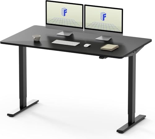 FLEXISPOT EN1 Whole Piece Standing Desk 55 x 28 Inches Stand Up Desk for Workstation and Home Office (Black Frame + 55" Black Top, 2 Packages)
