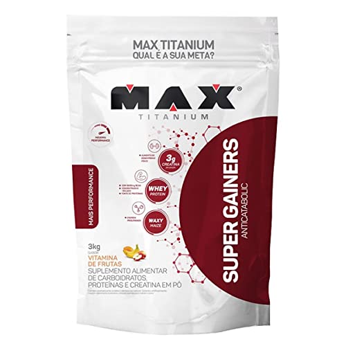 Hipercalórico Max Titanium, Sabor Vitamina de Frutas, 3kg | Super Gainers