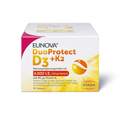 🔥 STARKER PREIS (-55%) EUNOVA D3+K2 DuoProtect 4000 I.E., hochdosiertes Vitamin D3 & K2, 90 Stück