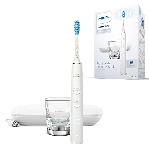 (-36%) Philips Sonicare DiamondClean 9000 elektrische Zahnbürste, Schallzahnbürste mit App, Drucksensor, 4 Putzmodi, 3 Intensitätsstufen, Ladeglas und USB-Reiseetui, Weiß, Modell HX9911/27