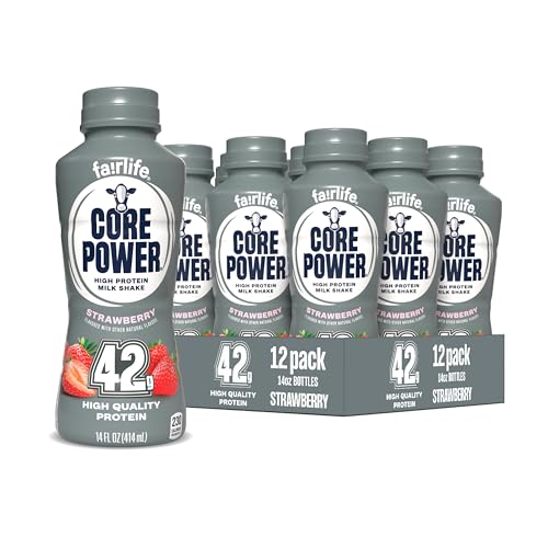 Core Power Elite High Protein Shake, Strawberry, 42g Bottle, 14oz, 12 Pack