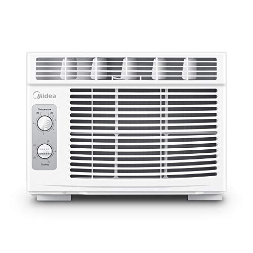MIDEA MAW05M1BWT - Aire acondicionado de ventana 5000 BTU con controles mecánicos, 7 ajustes de temperatura, 2 ajustes de enfriamiento y ventilador