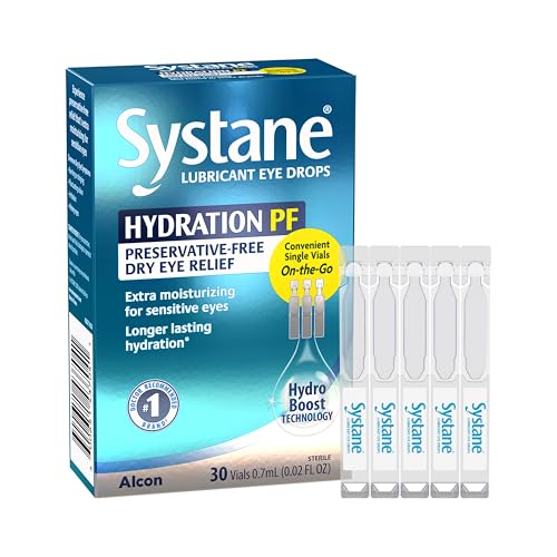 Alcon Hydration Preservative-Free Lubricant Eye Drops, Transparent, 0.7 ml, 30 Count