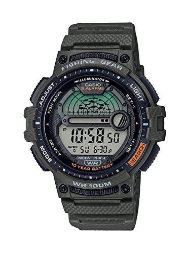 Relógio de quartzo Casio com temporizador, para pesca, com pulseira de resina, Verde, Adult