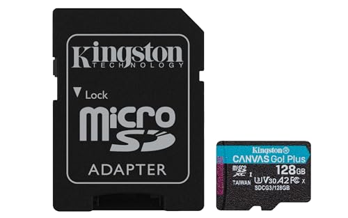 Kingston Canvas Go! Plus microSD Speicherkarte Klasse 10, UHS-I 128GB microSDXC 170R A2 U3 V30 Speicherkarte + Adapter