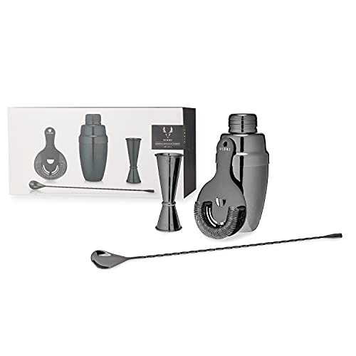 Viski Gunmetal 4-Piece Bar Set Professional Cocktail Tools
