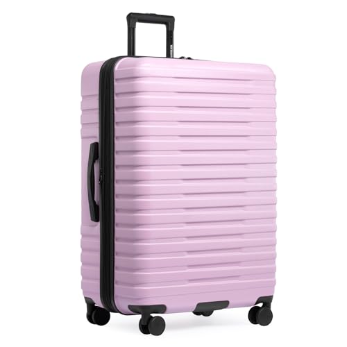 U.S. Traveler Boren Polycarbonate Hardside Rugged Travel Suitcase Luggage with 8 Spinner Wheels, Aluminum Handle, Lavender, Checked-Large 30-Inch