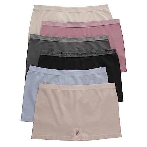 Hanes Women's Boyshorts Panties Pack, ComfortFlex Fit Seamless, Assorted Colors, Medium