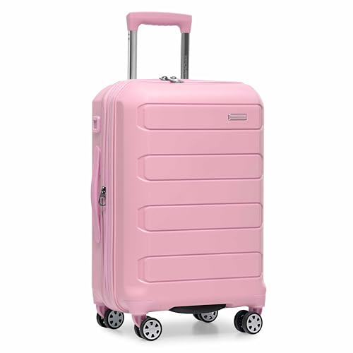 Traveler's Choice Pagosa Indestructible Hardshell Expandable Spinner Luggage, Pink, 22-Inch Carry-on