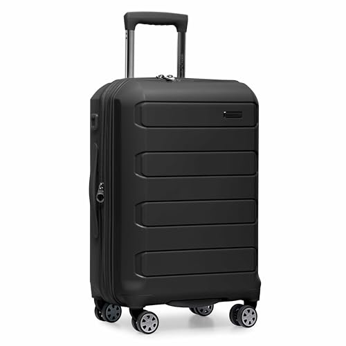 Traveler's Choice Pagosa Indestructible Hardshell Expandable Spinner Luggage, Black, 22-Inch Carry-on