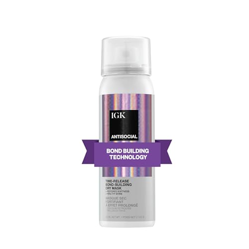 IGK Antisocial Travel Dry Hair Mask – Leave-in Overnight Mask | Hair Bond-Building Treatment for Dry Hair | Overnight Hydration & Shine | Repairs, Softens & Perfect for Extensions (1.7 oz)