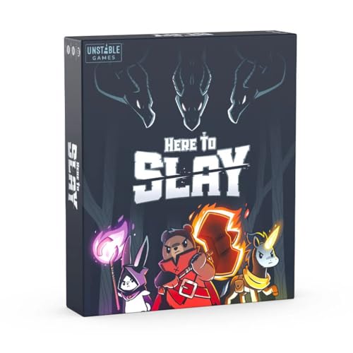 Unstable Games - Here To Slay Base Game - Adventure RPG Dice Rolling Card Game for Kids & Adults 2-6 Players - Ages 10+ Family Game Night