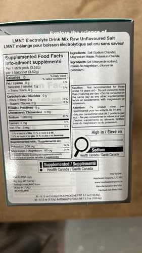 LMNT Zero Sugar Electrolytes - Raw Unflavored Salt | Drink Mix | 30-Count