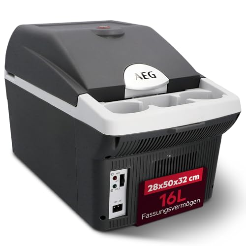 (-42%) AEG Automotive Board-Bar BK 16 Thermoelektrische Kühl- und Warmhaltebox 16 Liter, 12 Volt für Auto und Steckdose, anschnallbar im PKW, Schwarz,hellgrau