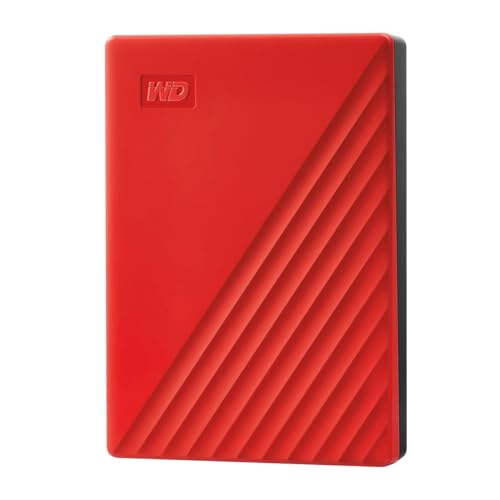 5TB My Passport® External HDD, Red USB 3.0 with Automatic Backup, 256 Bit AES Hardware Encryption,Password Protection,Compatible with Windows and Mac
