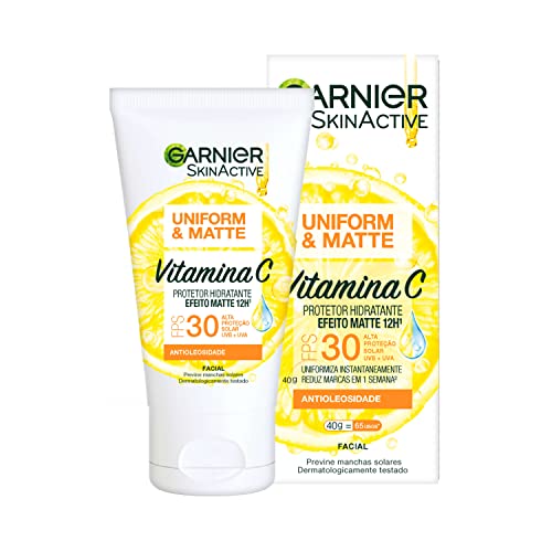Garnier Uniform & Matte Protetor Solar Facial ​ FPS 30, Sem Cor, 40g