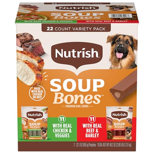 Rachael Ray Nutrish Soup Bones Long Lasting Dog Chews Variety Pack, 22 Count (Pack of 1)