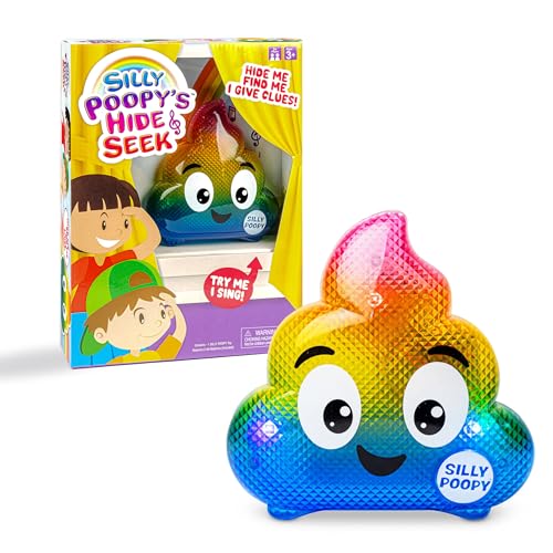 Silly Poopy's Hide & Seek by Relatable, The Talking, Singing, Rainbow Hide & Seek Toy, Fun Learning Toys for Toddlers, Interactive Toddler Toys, Hide and Seek Games, Includes 1 Toy & 2 AA Batteries