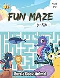 Fun Maze Puzzle Book Animal For Kids Ages 48 Mazes Workbook Game For Children Ages 46 68 Easy And Difficulty Levels Uwu Big Brain Book Cute
