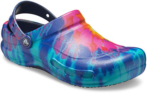 tie dye navy crocs