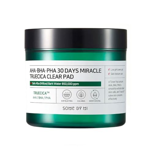 SOME BY MI AHA BHA PHA 30 Days Miracle Truecica Clear Pad – 70 Pads – Korean Exfoliating Centella Face Toner Pads – Gently Clears Impurities, Refines Pores & Smooths Skin Texture – Korean Skin Care