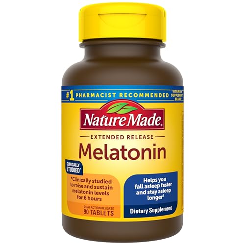 Nature Made Melatonin 4mg Extended Release Tablets, Sleep Supplements for Adults, 100% Drug Free Sleep Aid, 90 Count, 90 Day Supply
