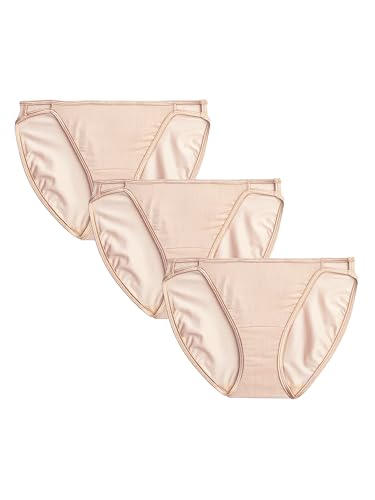 Vanity Fair womens Illumination String Panties (Regular & Plus Size) Bikini Style Underwear, 3 Pack - Rose Beige, 7 US