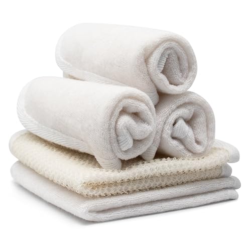 PARADISO Evriholder Soft-Weave Exfoliating Wash Cloths Dual-Textured for Face and Body, Pack of 5