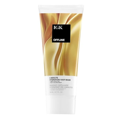 IGK Offline 3-Minute Hydrating Hair Mask for Dry, Damaged Hair, 6.7 Oz