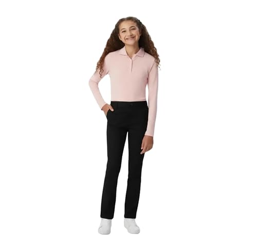 French Toast Girls' Pull-On Twill Pant (Standard & Plus), School Uniform Black, 6