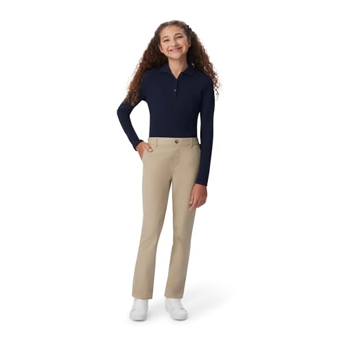 French Toast Girls' Pull-On Twill Pant (Standard & Plus), School Uniform Khaki, 7