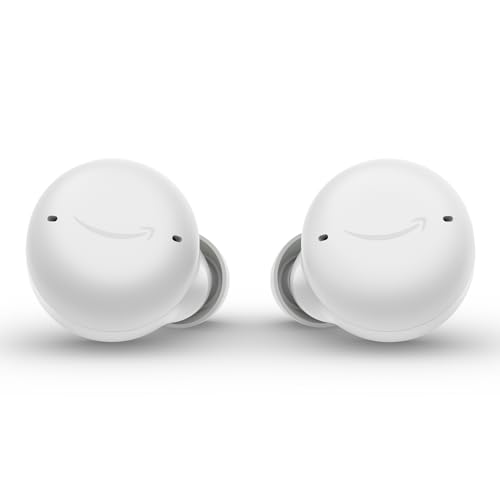 Amazon Echo Buds with Active Noise Cancellation (newest model), Wired charging case, Glacier White