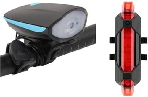 Gadget Deals 2-in-1 Rechargeable Cycle Light and Horn with Cycle Tail Light LED Cycle Light for Bicycle Front Rear Light Combo, Multicolor, Universal