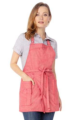 Chef Works mens Medford Short Bib Apron, Coral, One Size