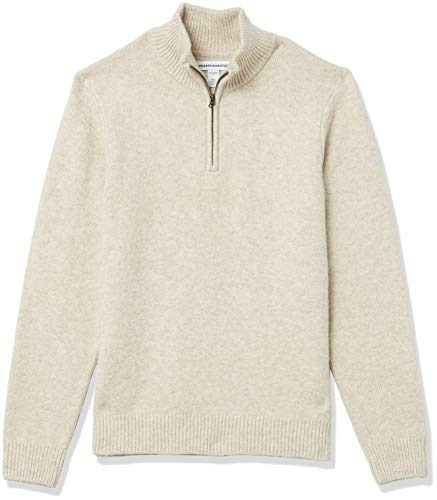 Amazon Essentials Men's Long-Sleeve Soft Touch Quarter-Zip Sweater, Off-White, Large